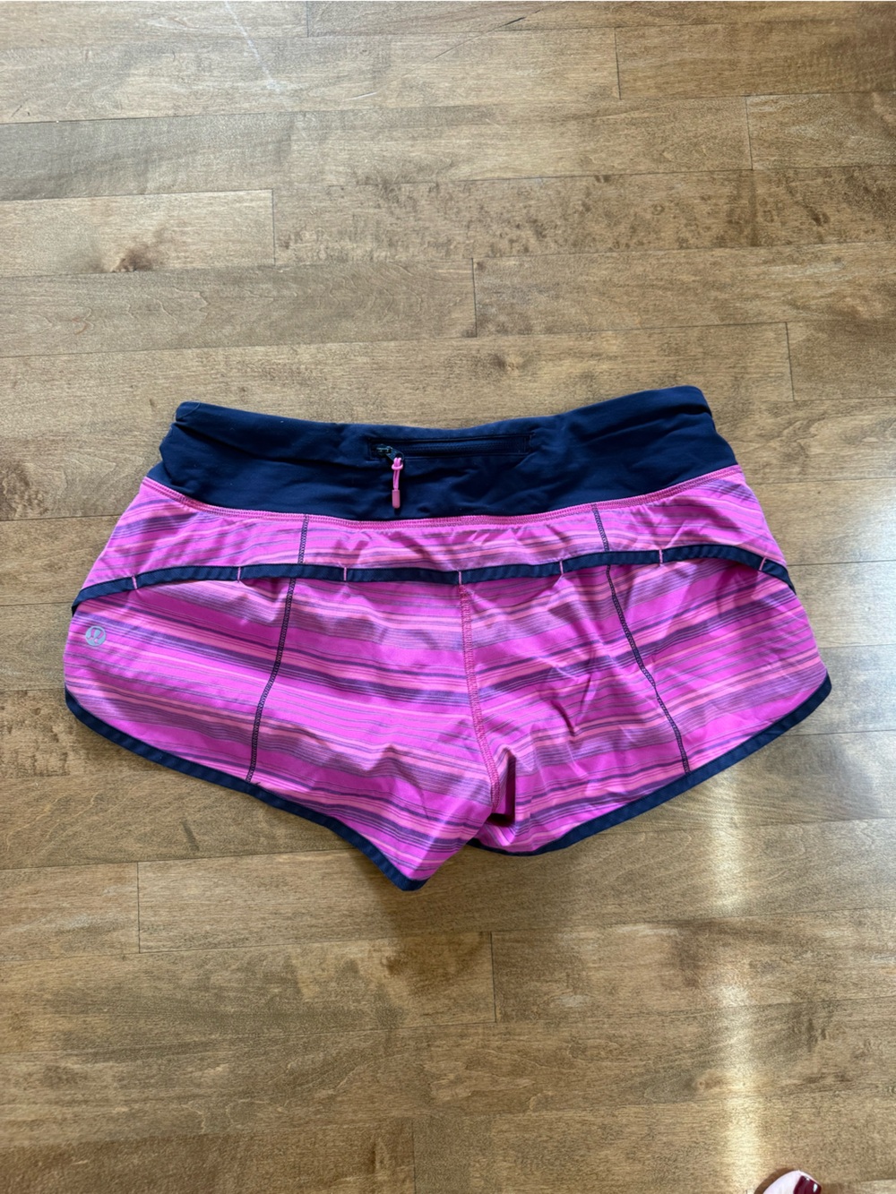 lululemon Pink and Navy Striped Running Shorts - Picture 2 of 3